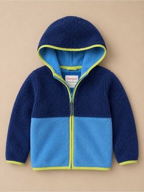 Cat & Jack Boys 2T Sherpa Fleece Hooded Jacket Blue Full Zip